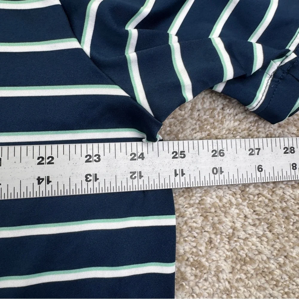 Under Armour Blue White Green Striped Polo Shirt Mens Size 2XL Heatgear - Picture 8 of 10